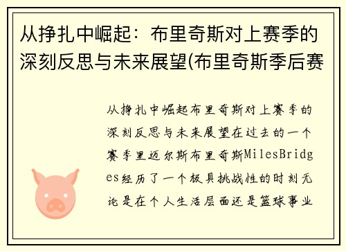 从挣扎中崛起：布里奇斯对上赛季的深刻反思与未来展望(布里奇斯季后赛数据)
